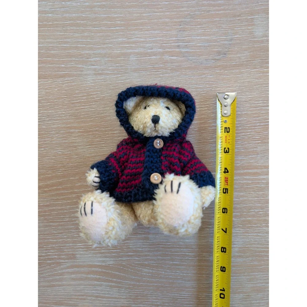 Vintage 1998 Hugfun Teddy Bear Navy Red Striped Sweater Hooded 6